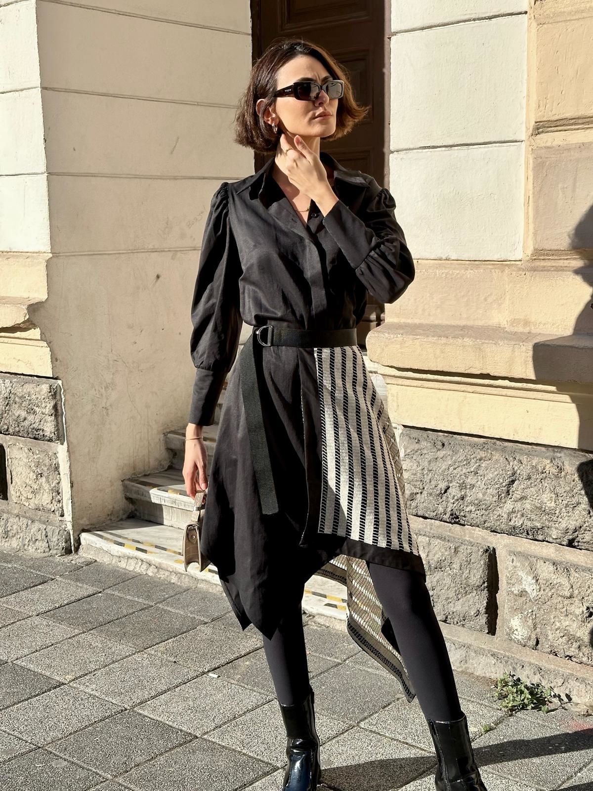 ASİMETRİK ELBİSE SİYAH