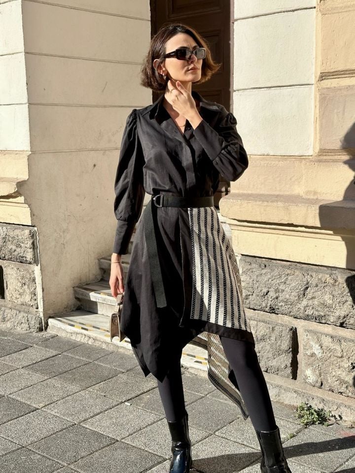 ASİMETRİK ELBİSE SİYAH