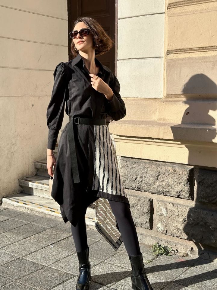 ASİMETRİK ELBİSE SİYAH