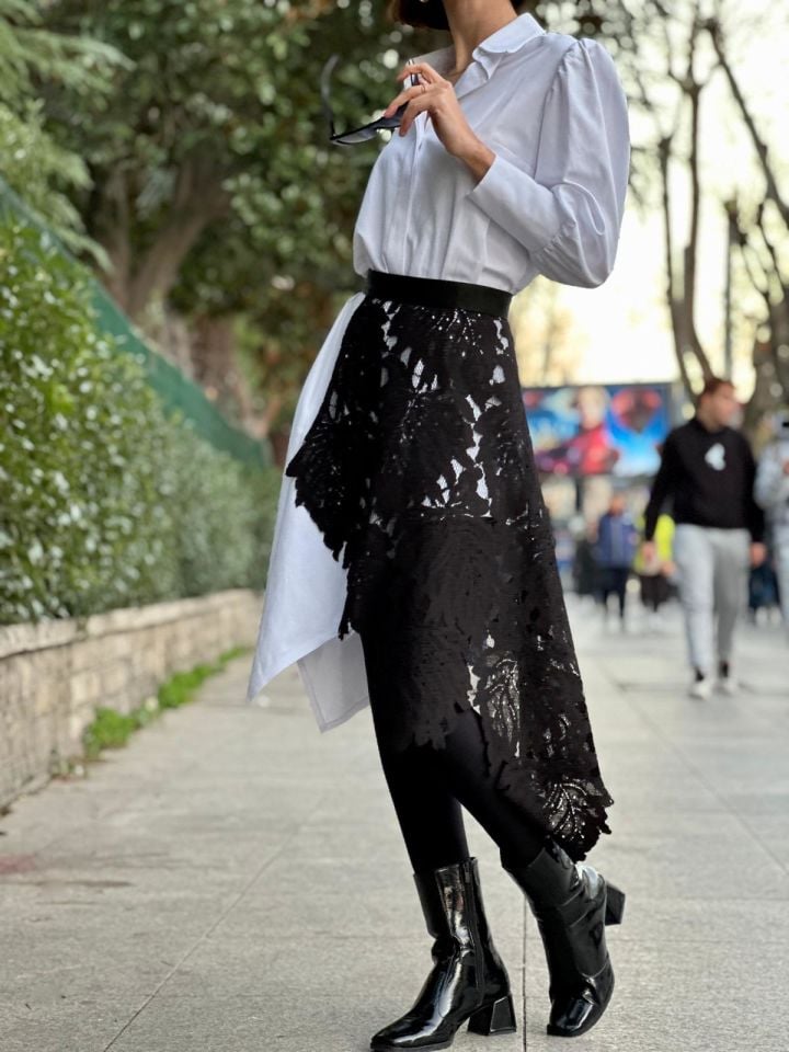 ASİMETRİK ELBİSE BEYAZ