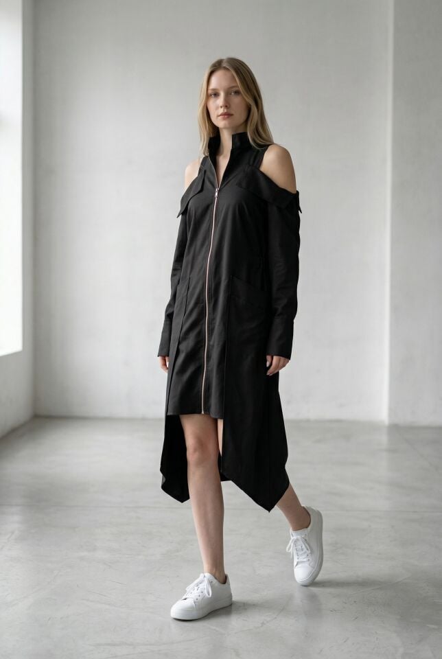 FERMUARLI GÖMLEK ELBİSE