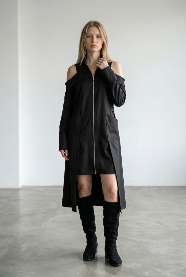 FERMUARLI GÖMLEK ELBİSE