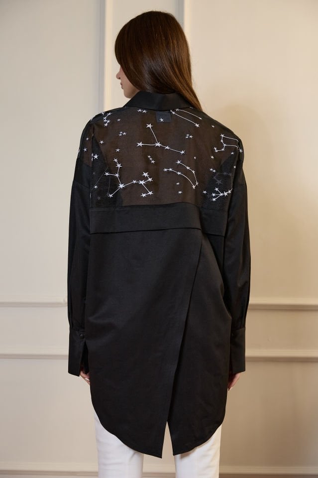 ORGANZE DETAYLI ÇITÇITLI GÖMLEK