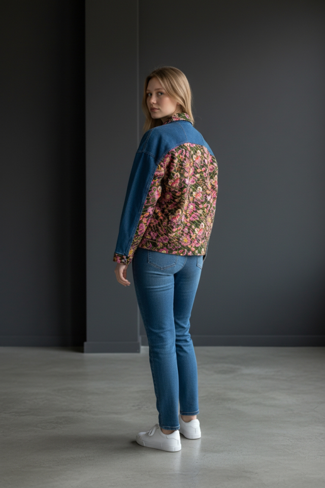 DESENLİ DENİM CEKET