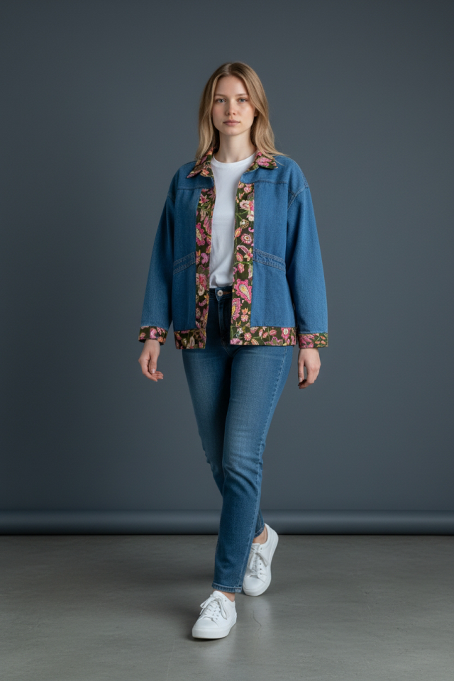 DESENLİ DENİM CEKET