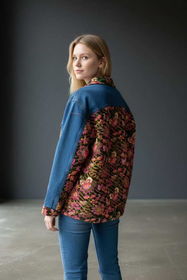 DESENLİ DENİM CEKET